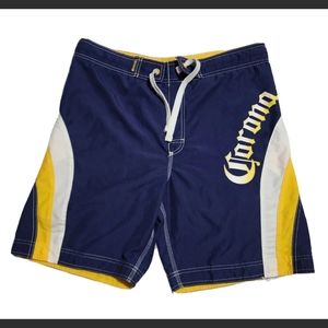 Corona Extra Mens Swim Board Shorts Size M 36/38 × 9  Logo Pocket Tie Beer Beach